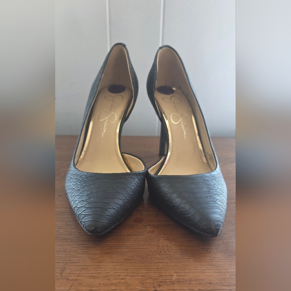 Jessica Simpson Black Embossed Heels